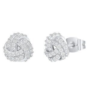 14K White Gold Plated Sterling Silver Post Love Knot Stud Earrings